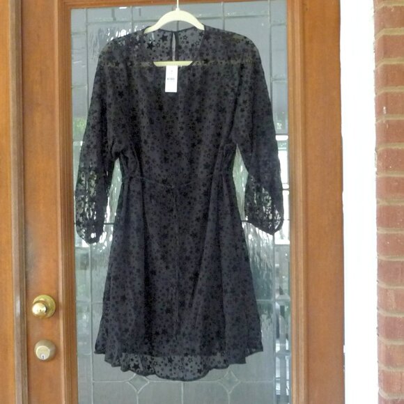 LOFT BLACK STAR DRESS SIZE MEDIUM NEW - Picture 2 of 10